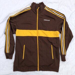 Adidas Brown and Yellow Tracksuit Jacket Men's XL